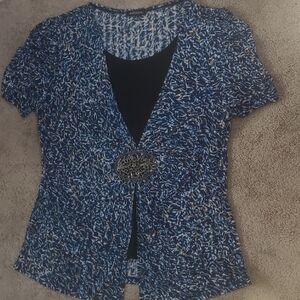 Notations Blue and Black Blouse